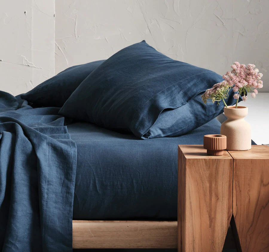 Nimes Linen Mega Sheet Set Range Navy - Image 4