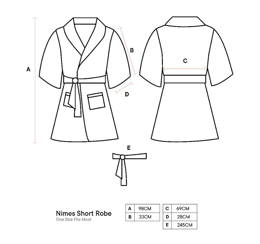 Nimes Linen One Size Short Bathrobe Navy - Image 3