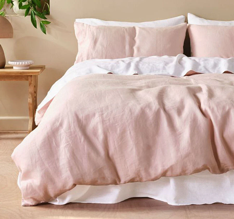 Nimes Linen Quilt Cover Set Range Rose Pink - Image 3