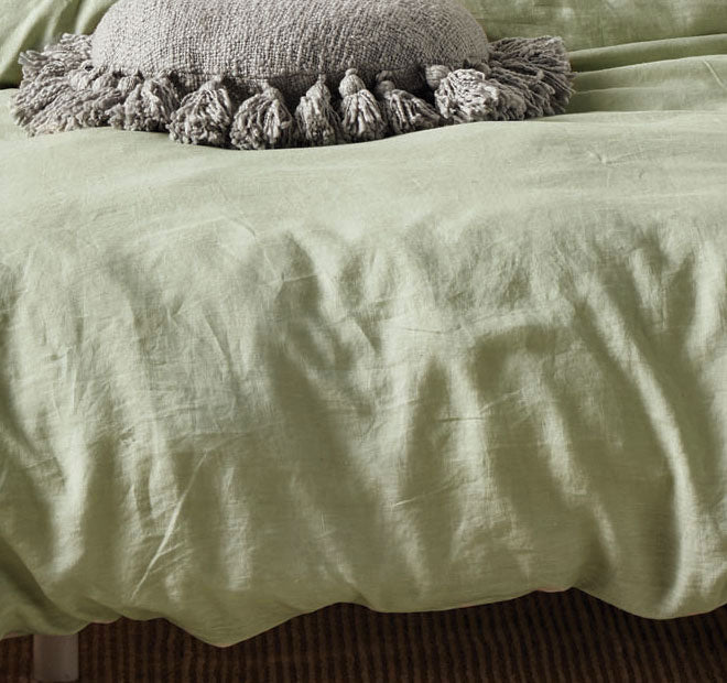 Nimes Linen Quilt Cover Set Range Wasabi - Image 2