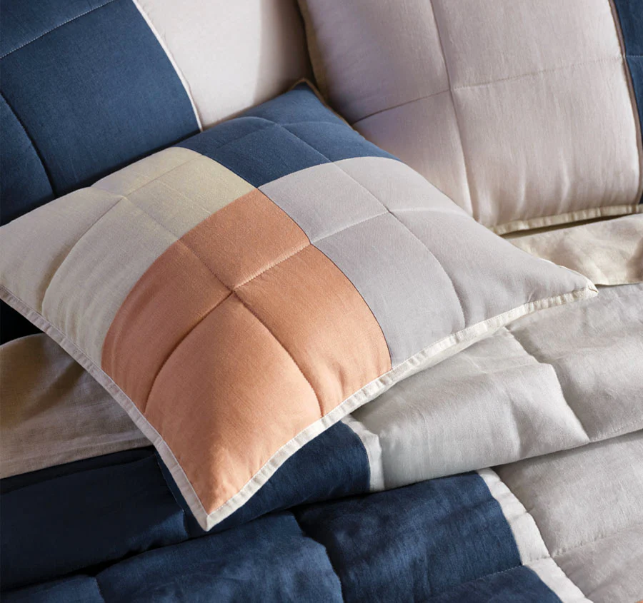 Nimes Patchwork 48x48cm Filled Cushion Navy - Image 4
