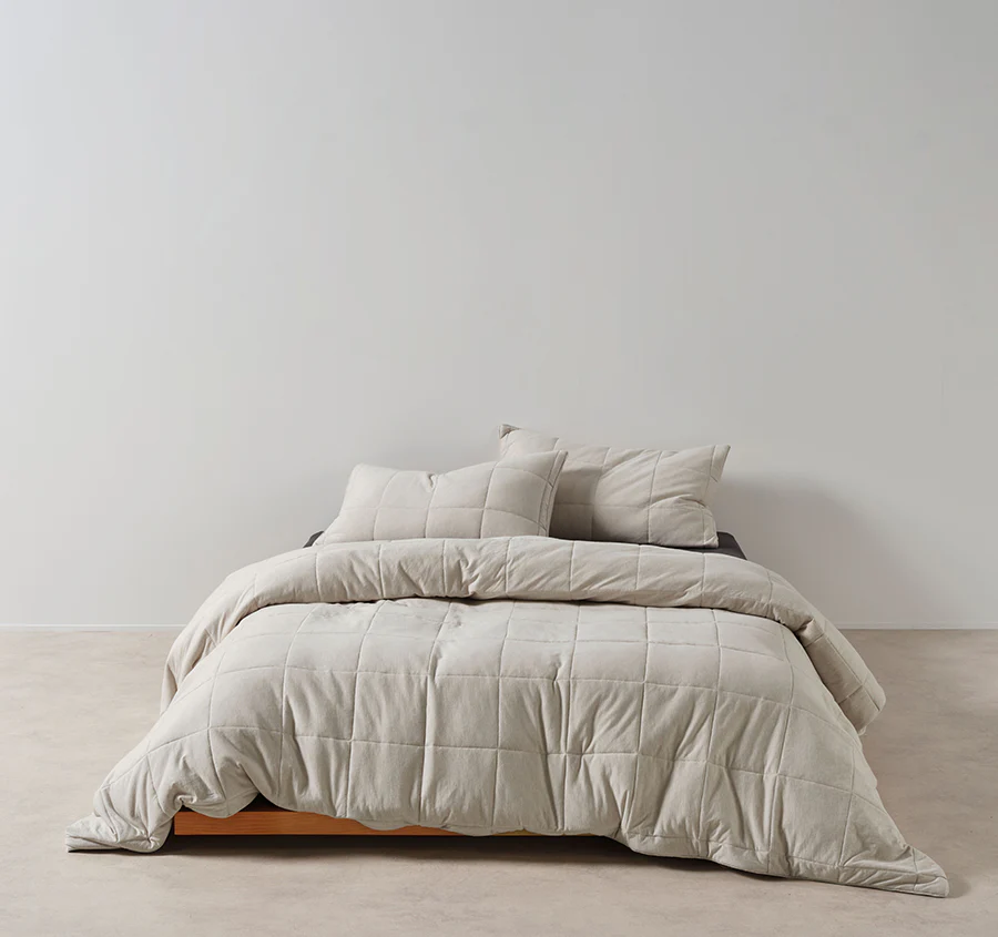 Ryland Jersey Quilt Cover Set Range Pebble