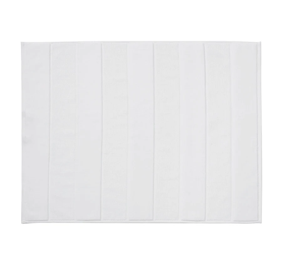 Velour Stripe 800GSM Bath Mat White