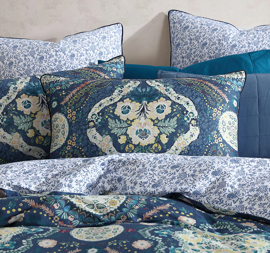 Kashmir Quilt Cover Set Range Mid Blue - Image 4