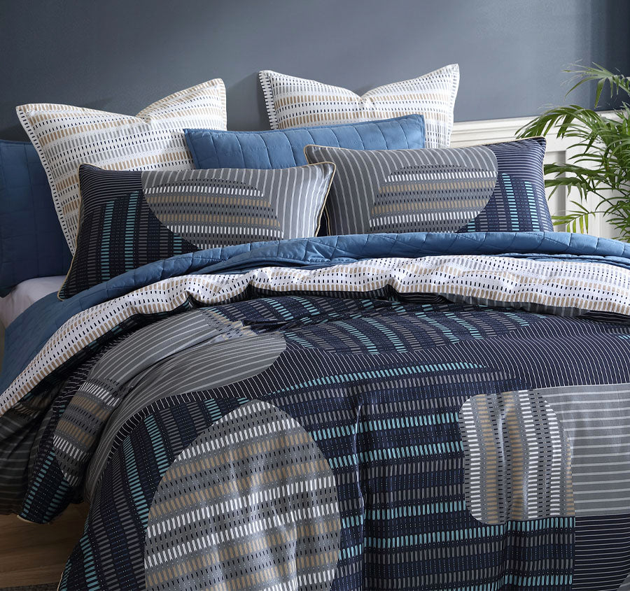 Statham Quilt Cover Set Range Navy - Image 5