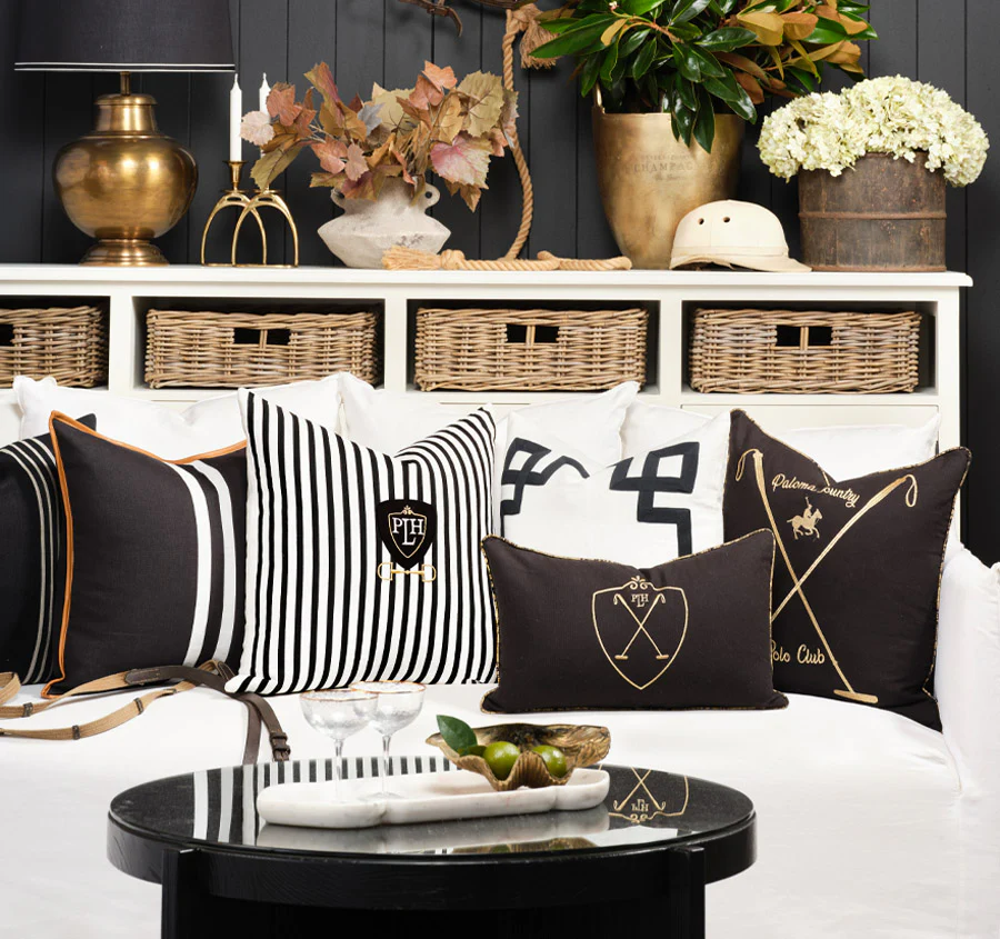 Country Polo 30x50cm Filled Cushion Black - Image 4