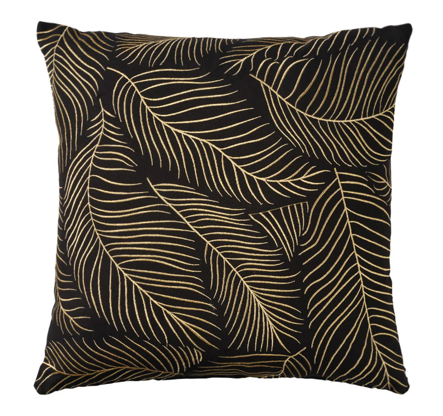 Golden Palms 50x50cm Filled Cushion Black