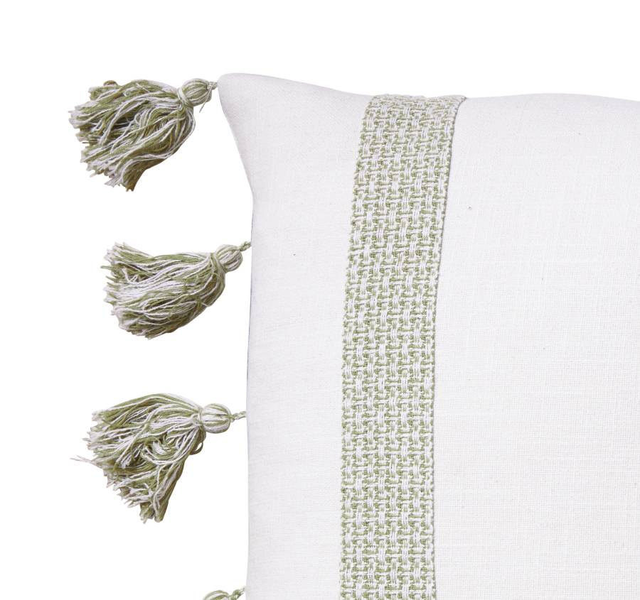 Jacquard Stripe 50x50cm Filled Cushion Sage - Image 2