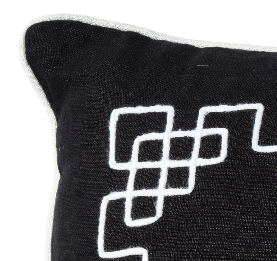 Linen Bedford 50x50cm Filled Cushion Black - Image 2