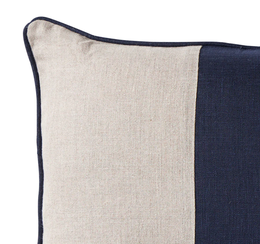 Linen Laguna Stripes 30x50cm Filled Cushion Navy - Image 2