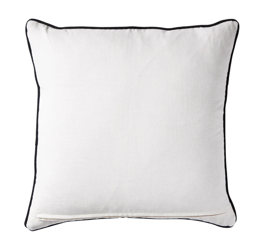 Linen Royal Border 50x50cm Filled Cushion Black - Image 3