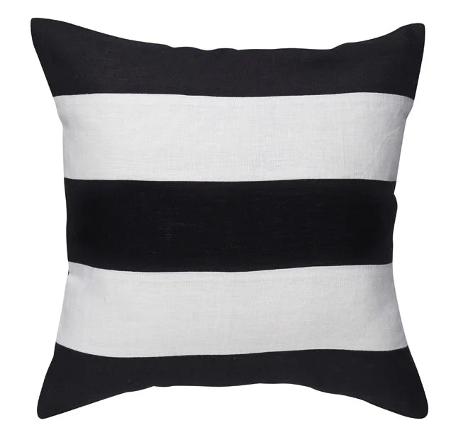 Linen Stripe 50x50cm Filled Cushion Black