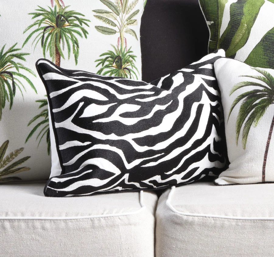 Zebra 30x50cm Filled Cushion Black - Image 3