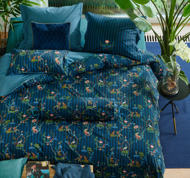Singerie Quilt Cover Set Range Dark Blue