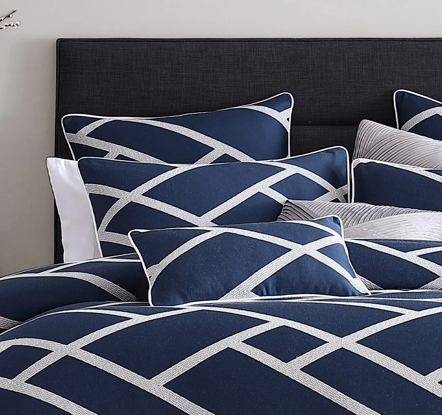 Kennedy Quilt Cover Set Range Navy - Image 4