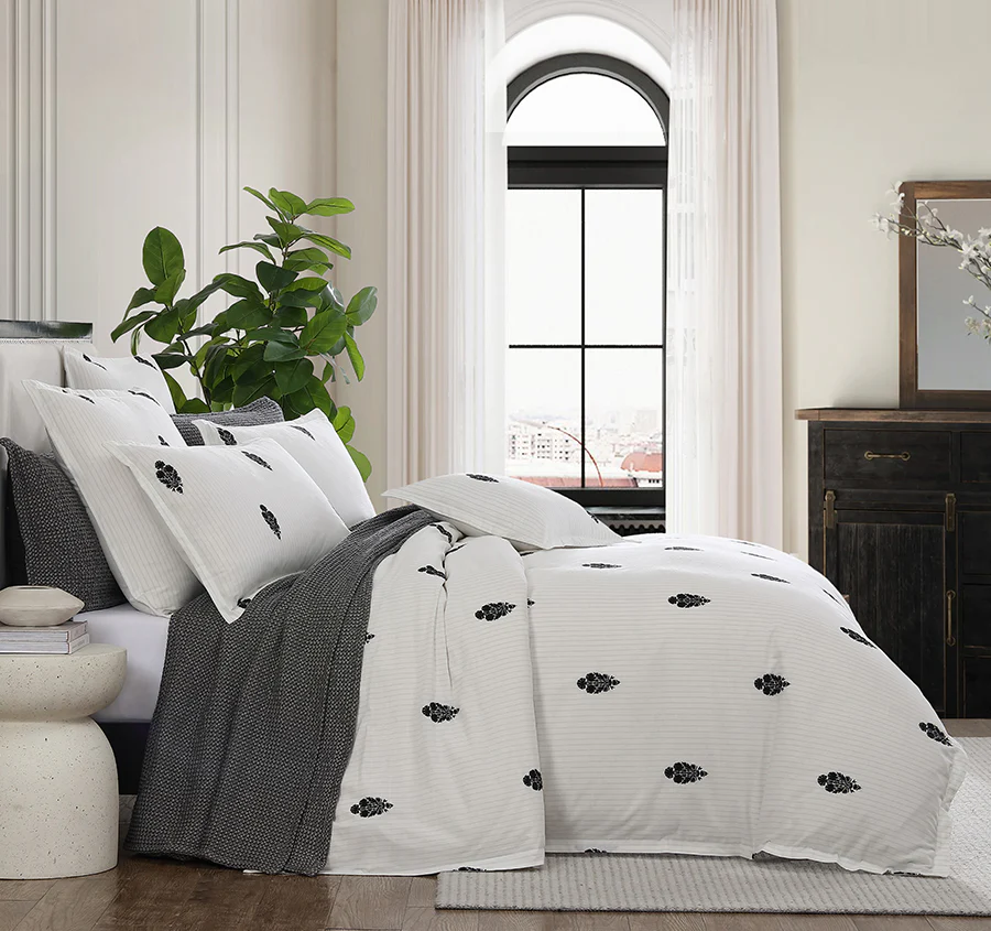 Khari Quilt Cover Set Range Charcoal