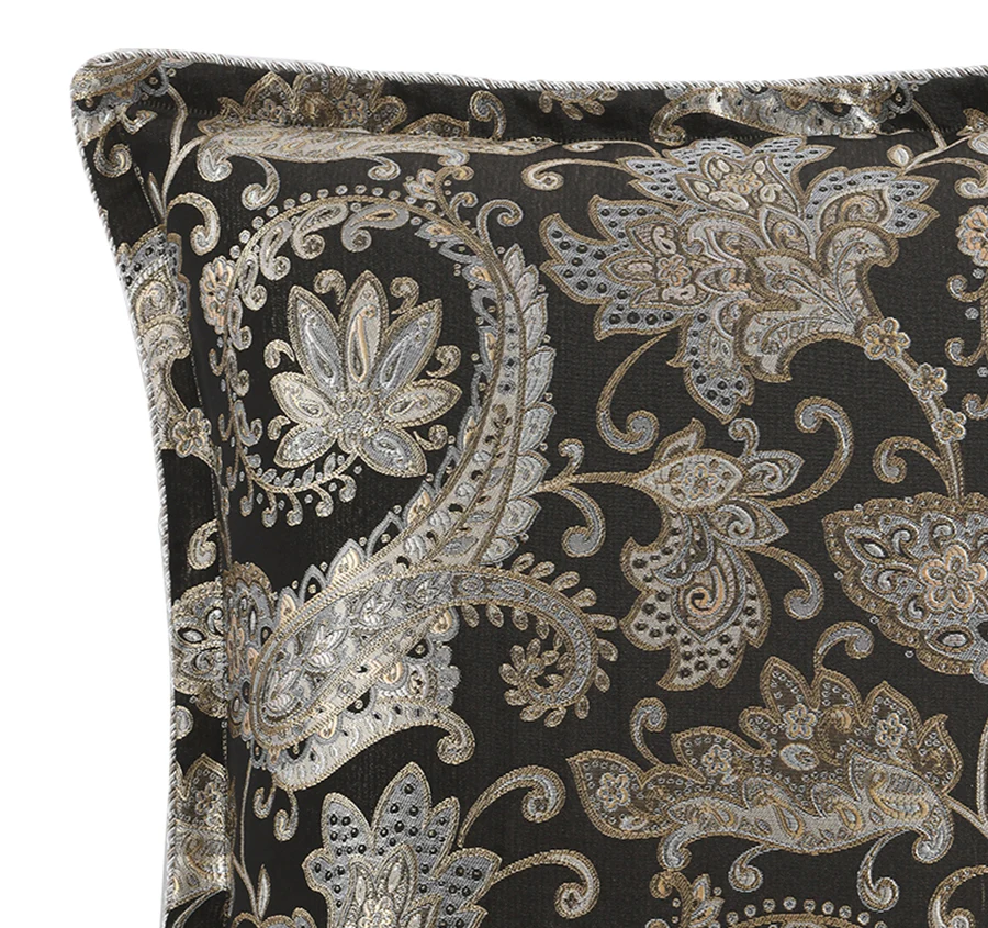 Arabella European Pillowcase Black - Image 2