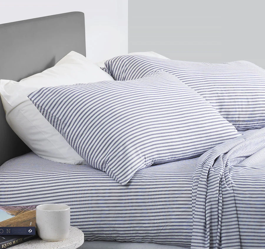 Classic Ticking Standard Pillowcase Pair Navy - Image 3