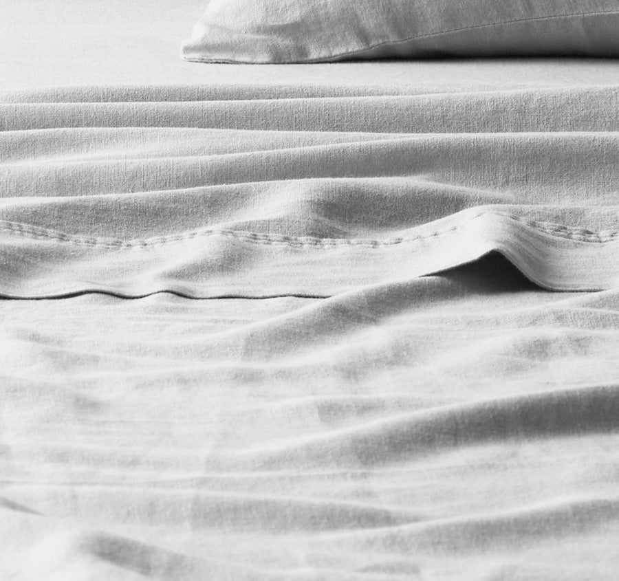 Vintage Washed Linen Cotton Sheet Set Range White - Image 2